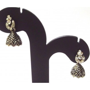 Silver Oxidized Earrings Jhumka Jhumki Jewelry Bollywood Drop Dangle Long EA362